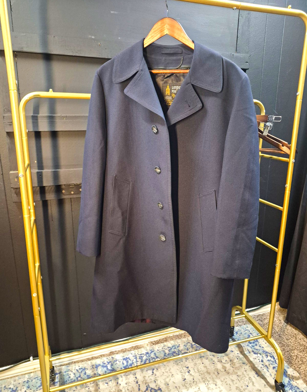 Vintage London Fog Men's Black Long Wool lined Overcoat 40R